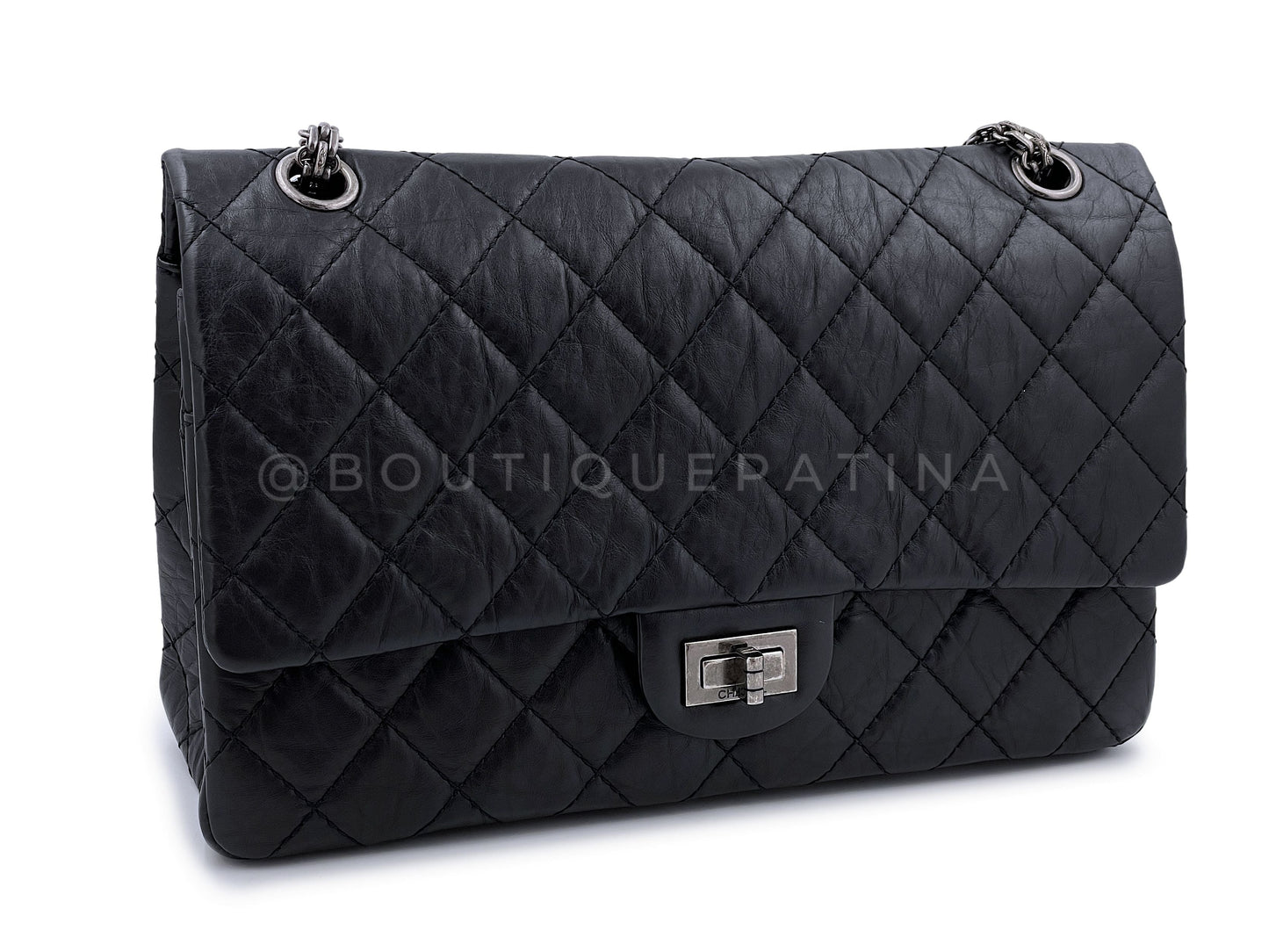 Chanel Black Aged Calfskin Reissue Medium 226 2.55 Flap Bag RHW