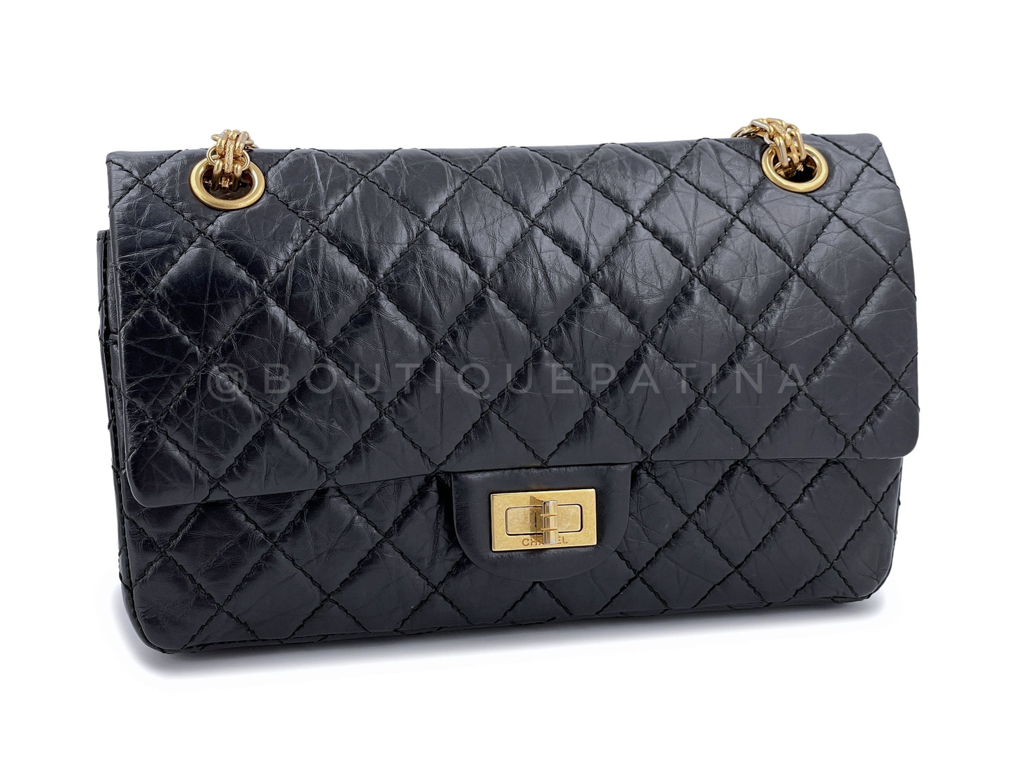 Chanel Black Aged Calfskin Reissue Small 225 2.55 Flap Bag GHW