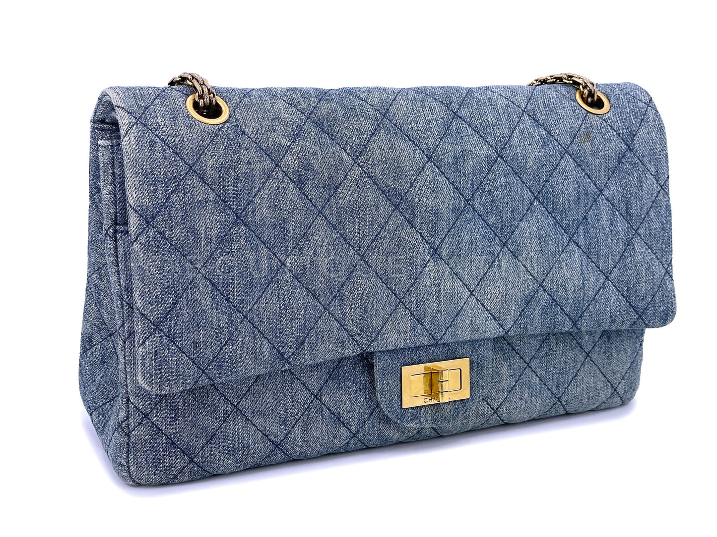 Chanel 2012 Denim Large 2.55 Reissue Double Flap Bag 227 GHW