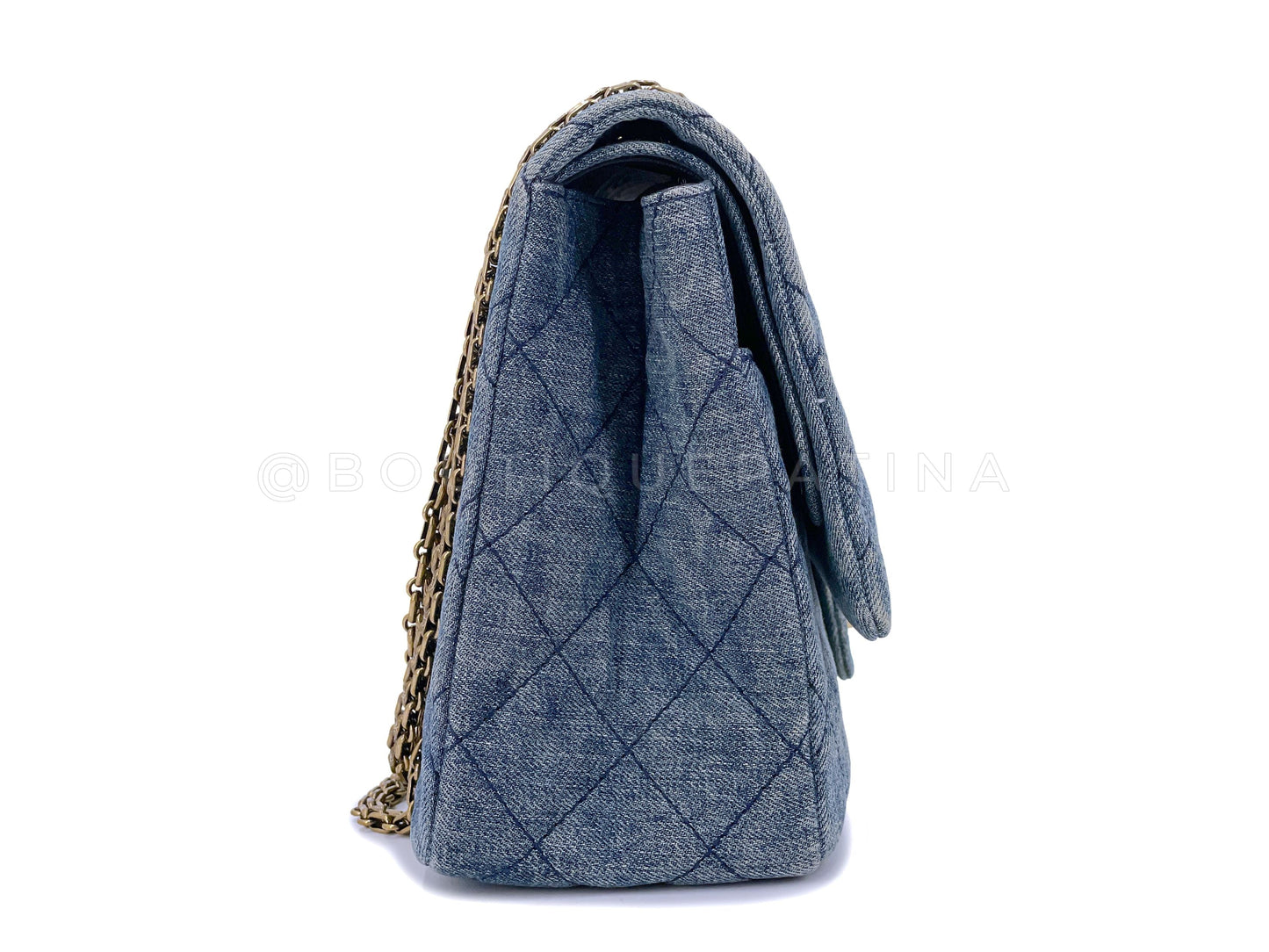 Chanel 2012 Denim Large 2.55 Reissue Double Flap Bag 227 GHW