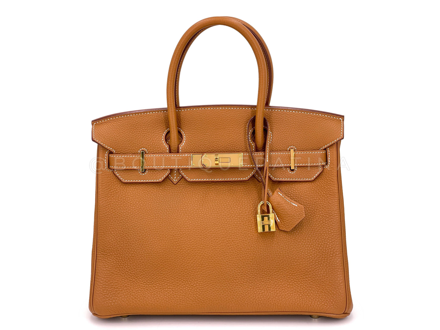 Pristine Hermes 30cm Birkin Caramel Gold Togo GHW Tote Bag