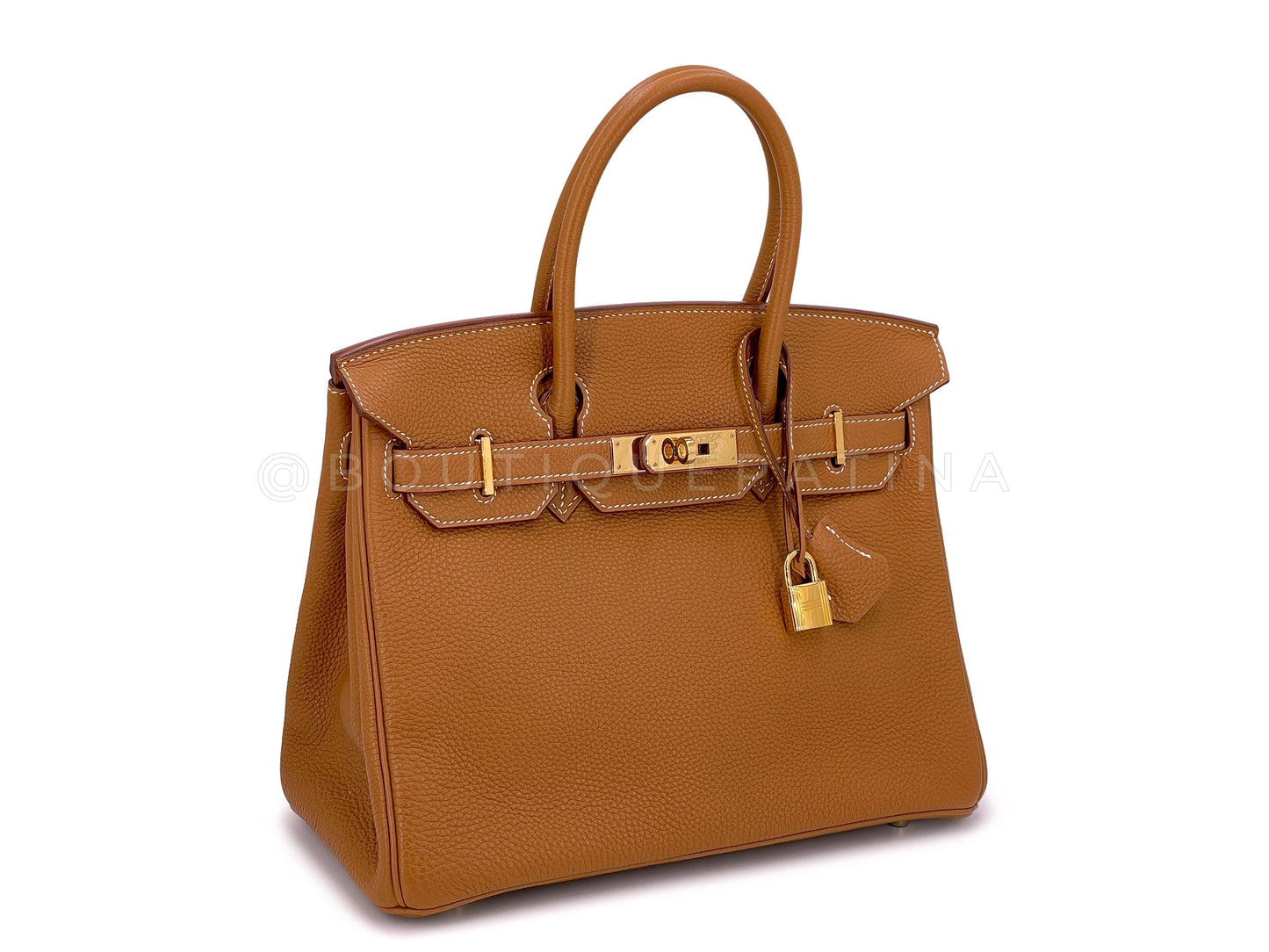 Pristine Hermes 30cm Birkin Caramel Gold Togo GHW Tote Bag