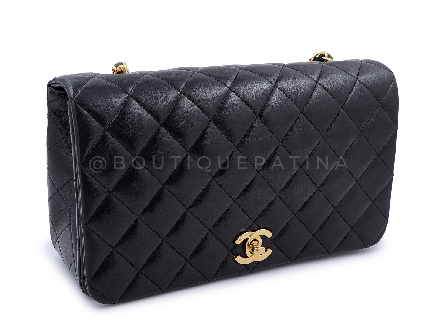 Chanel 1989 Vintage Black Lambskin Full Flap Bag 24k GHW