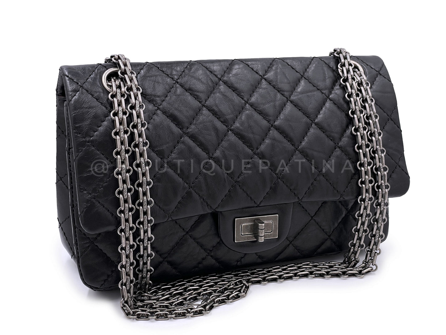 Chanel Black 2.55 Reissue Classic Double Flap Bag RHW 225