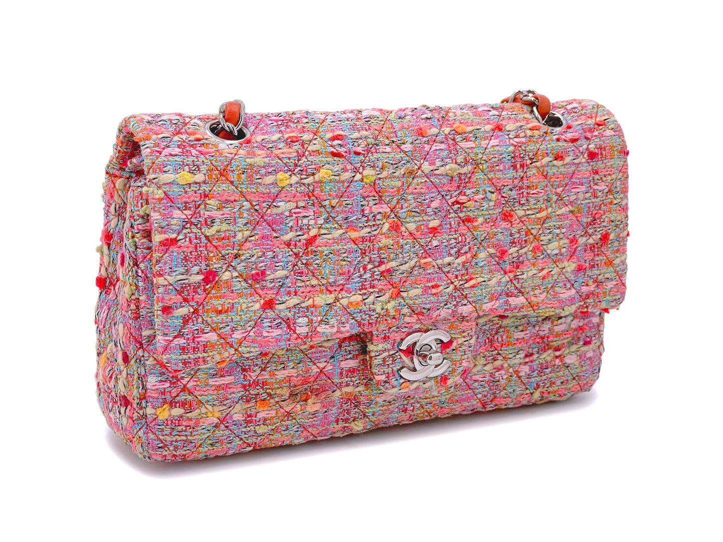Chanel 2011 "Fruity Pebbles" Pink Tweed Medium Classic Double Flap Bag 24k GHW