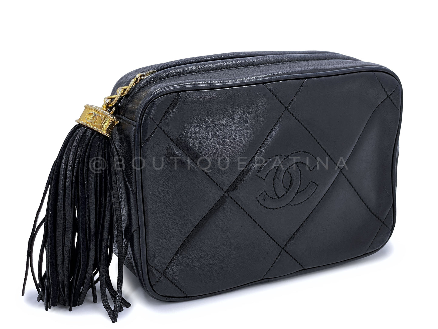 Chanel Vintage Mini Camera Case Bag 1987 24k GHW Black Lambskin SUY