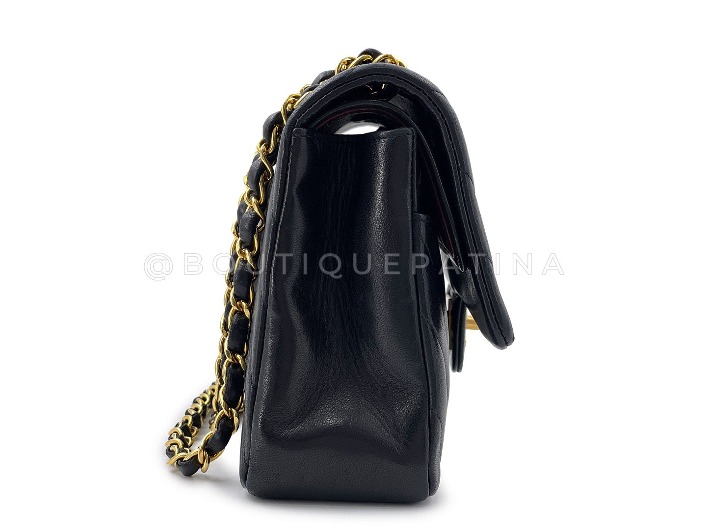 Chanel Vintage Medium Classic Flap Bag Chevron 1991 Black Double 24k GHW M6T