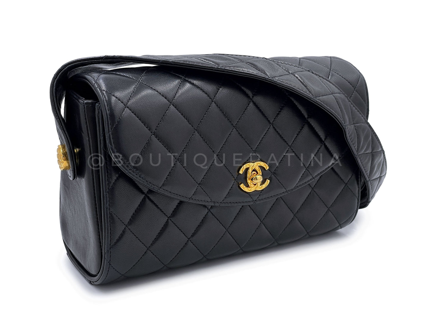 Rare Chanel Vintage 1991 Lambskin Crossbody Flap Bag MSW
