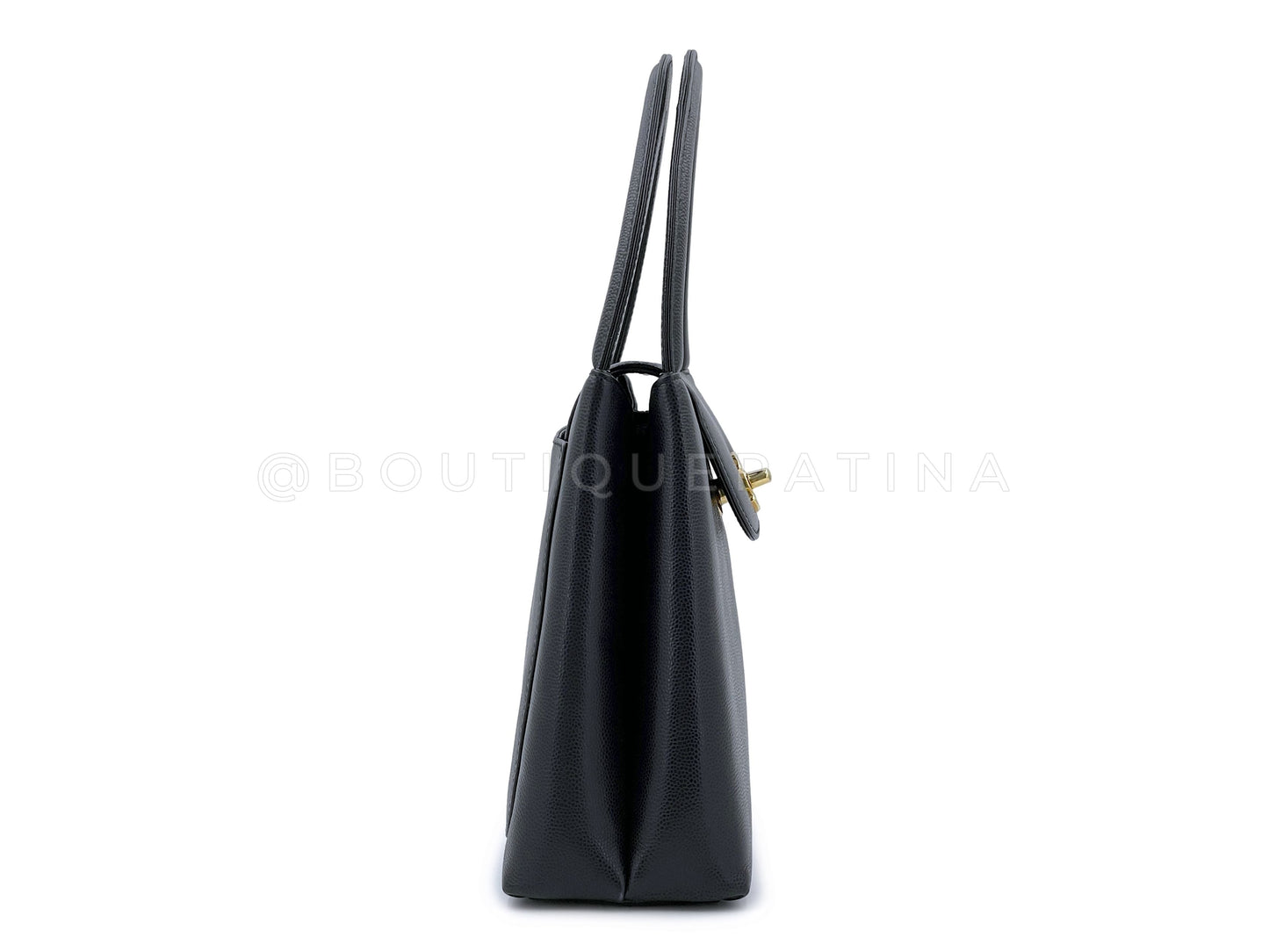 Rare Chanel 1997 Vintage Black Caviar Mini Kelly Evening Bag 24k GHW