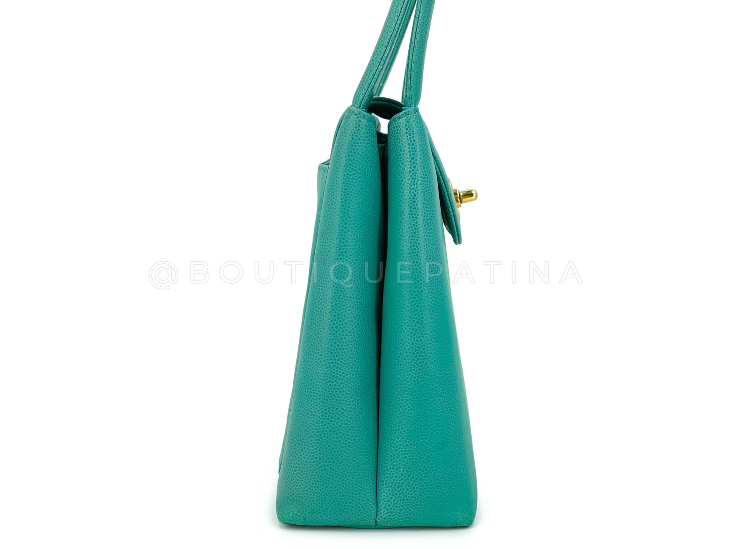 Rare Chanel 1997 Vintage Turquoise Green Caviar Mini Kelly Bag 24k GHW YGM