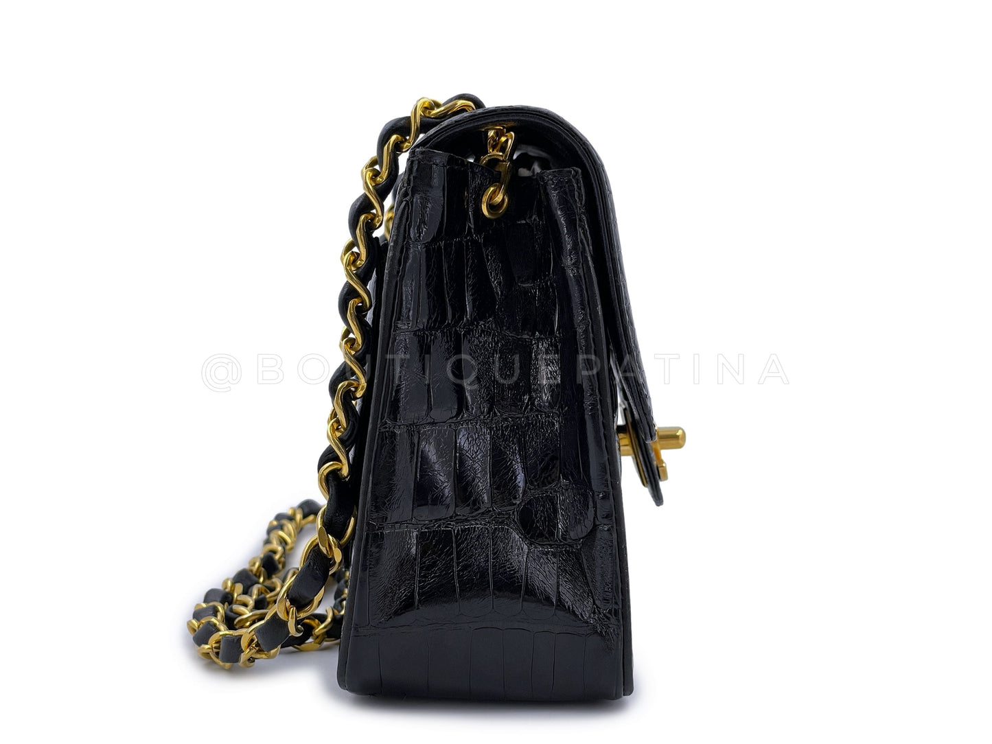 Chanel 1987 Vintage Black Alligator Crocodile Square Mini Flap Bag 24k GHW E7J