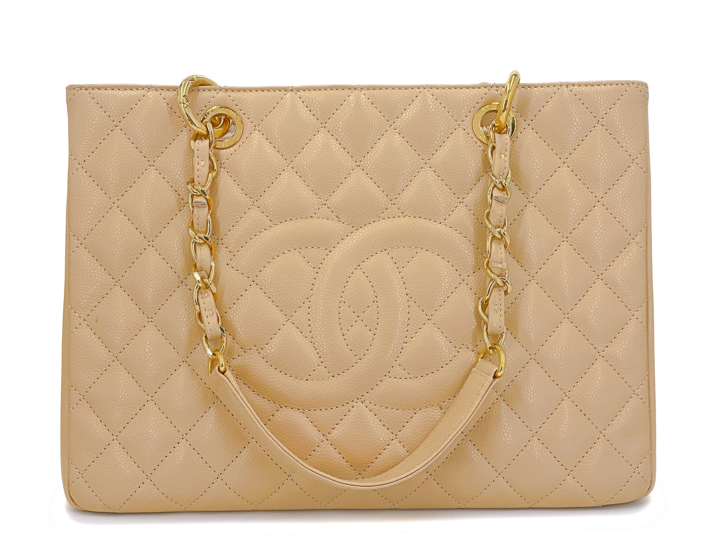 Pristine 2014 Chanel Beige Caviar Grand Shopper Tote GST Bag GHW