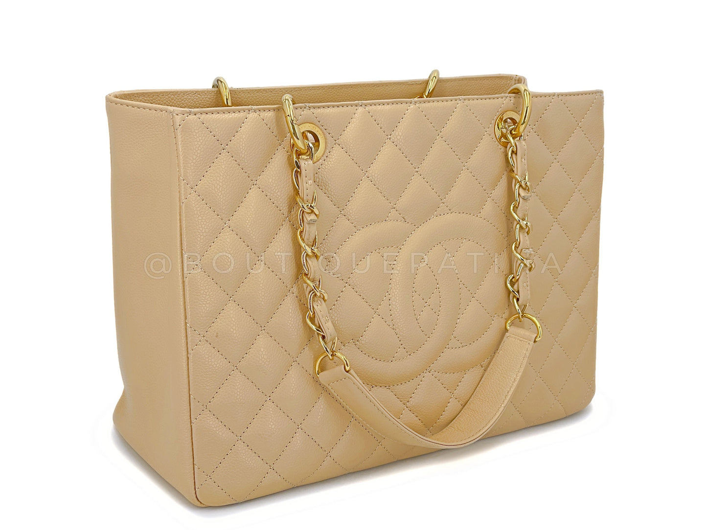 Pristine 2014 Chanel Beige Caviar Grand Shopper Tote GST Bag GHW