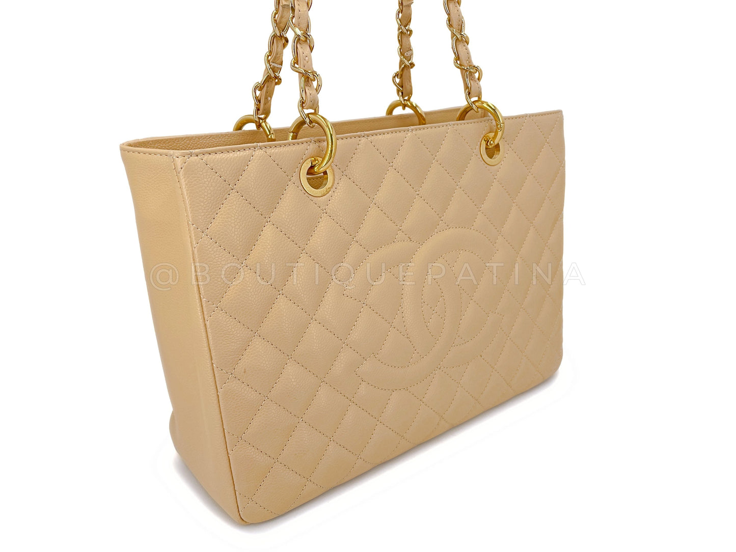 Pristine 2014 Chanel Beige Caviar Grand Shopper Tote GST Bag GHW
