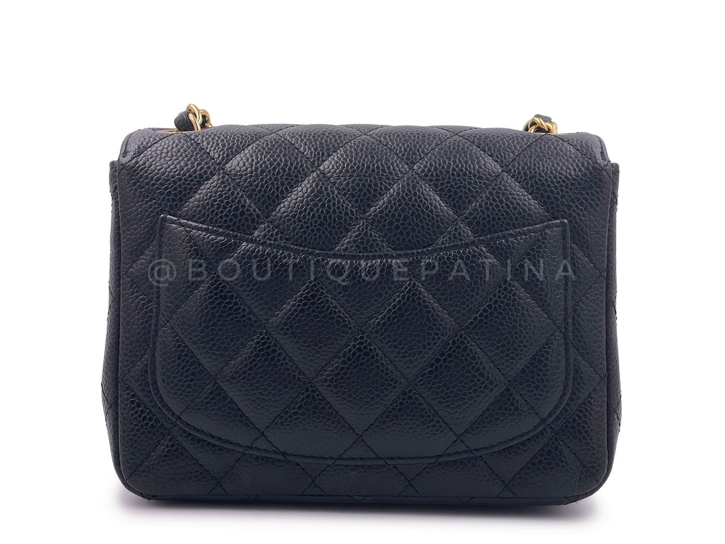 Chanel 2008 Vintage Black Caviar Classic Square Mini Flap Bag 24k GHW