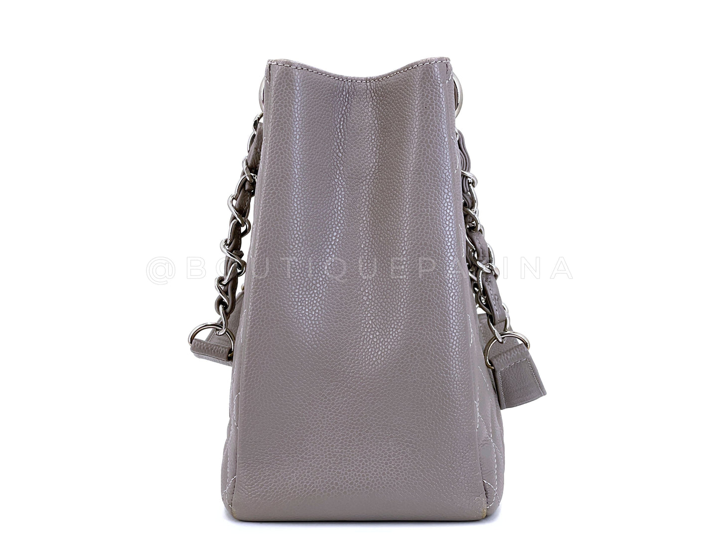Chanel Gray Caviar Grand Shopper Tote GST Bag SHW