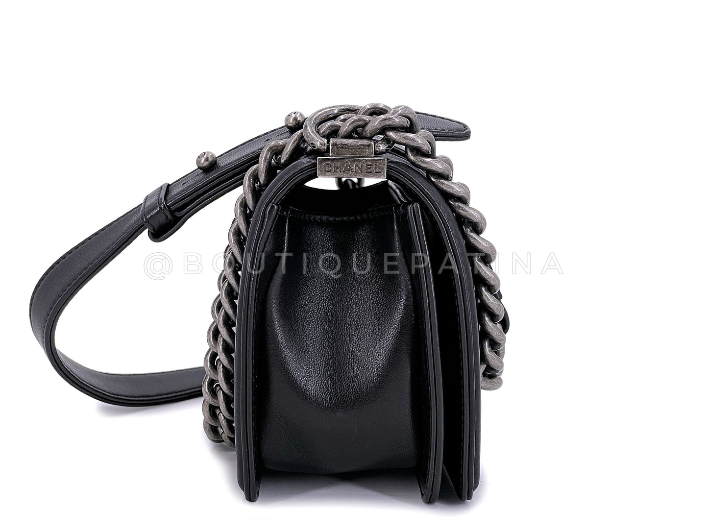 Chanel Lizard Boy Bag 2016 Rare Black Airlines Chevron Flap OE7