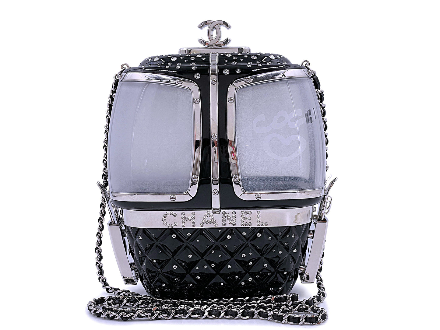 Chanel 2019 Gondola Minaudière Evening Clutch Bag Black SHW 5PN