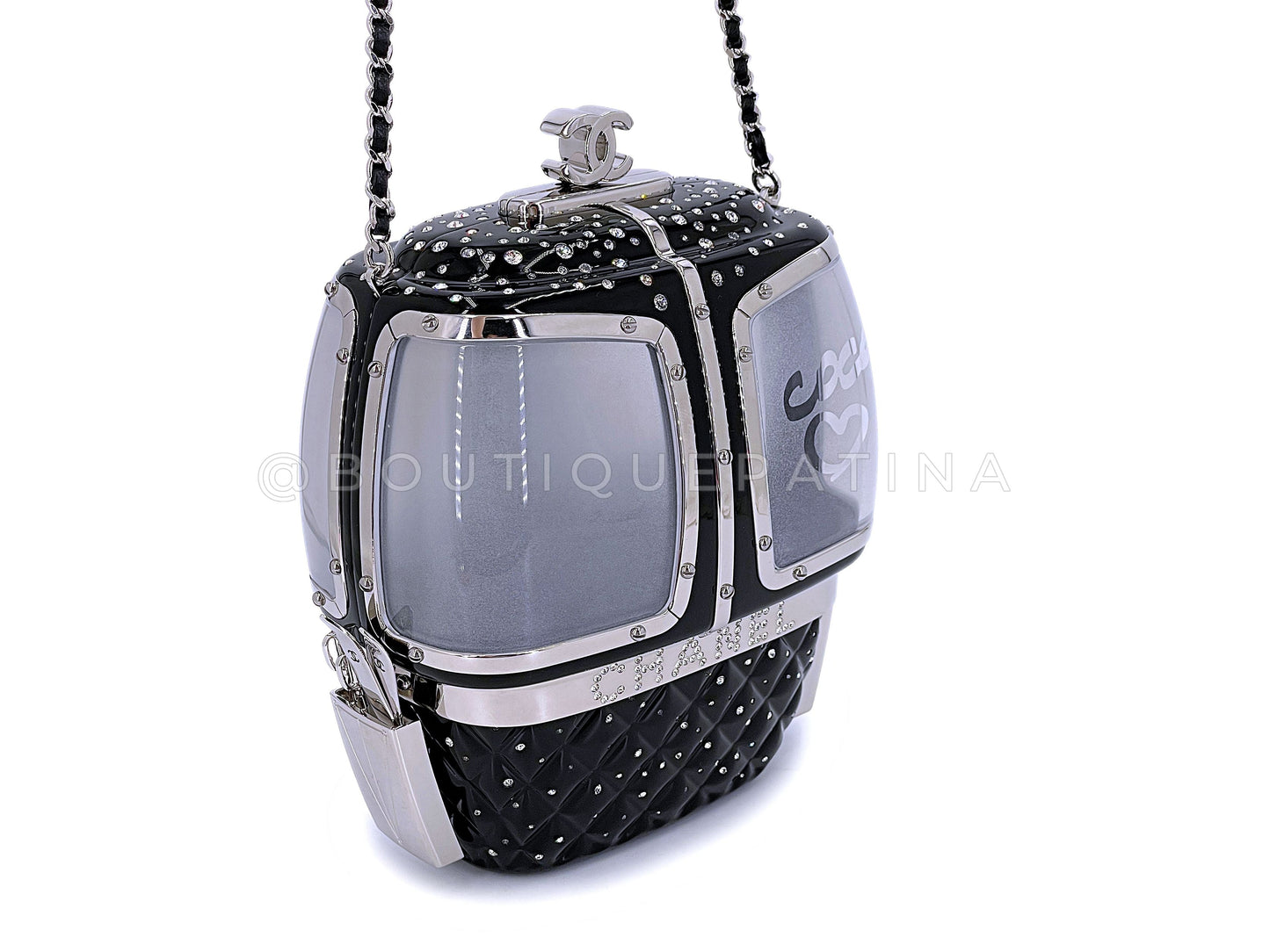 Chanel 2019 Gondola Minaudière Evening Clutch Bag Black SHW 5PN