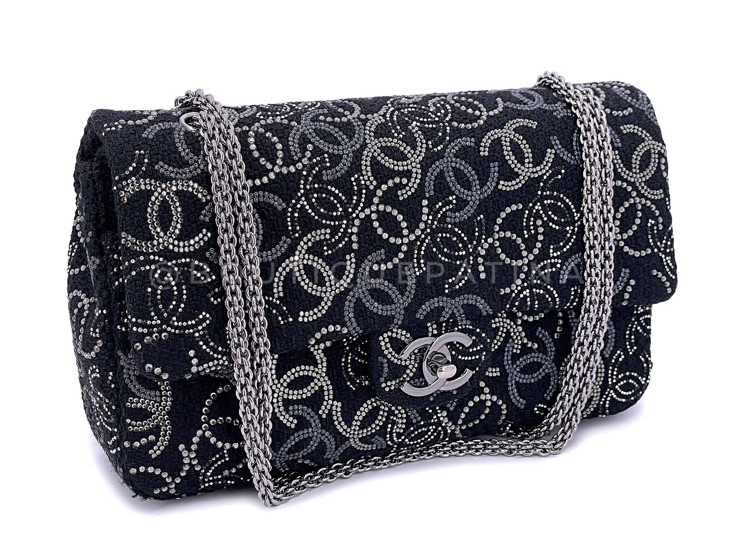 Chanel Paris-Shanghai Studded CC Flap Bag 2010 Black Medium Classic Pudong RIE