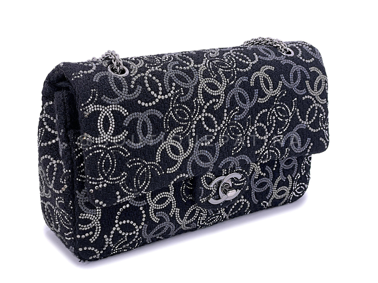 Chanel Paris-Shanghai Studded CC Flap Bag 2010 Black Medium Classic Pudong RIE