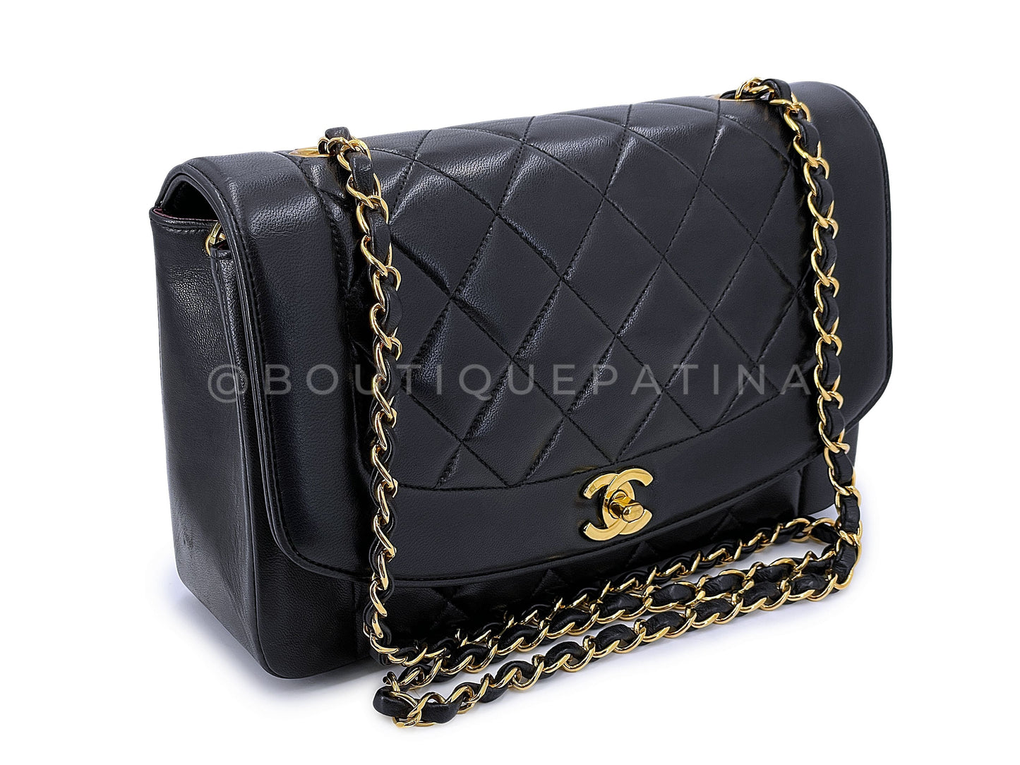 Chanel 1994 Vintage Medium Diana Flap Bag Black Lambskin 24k GHW