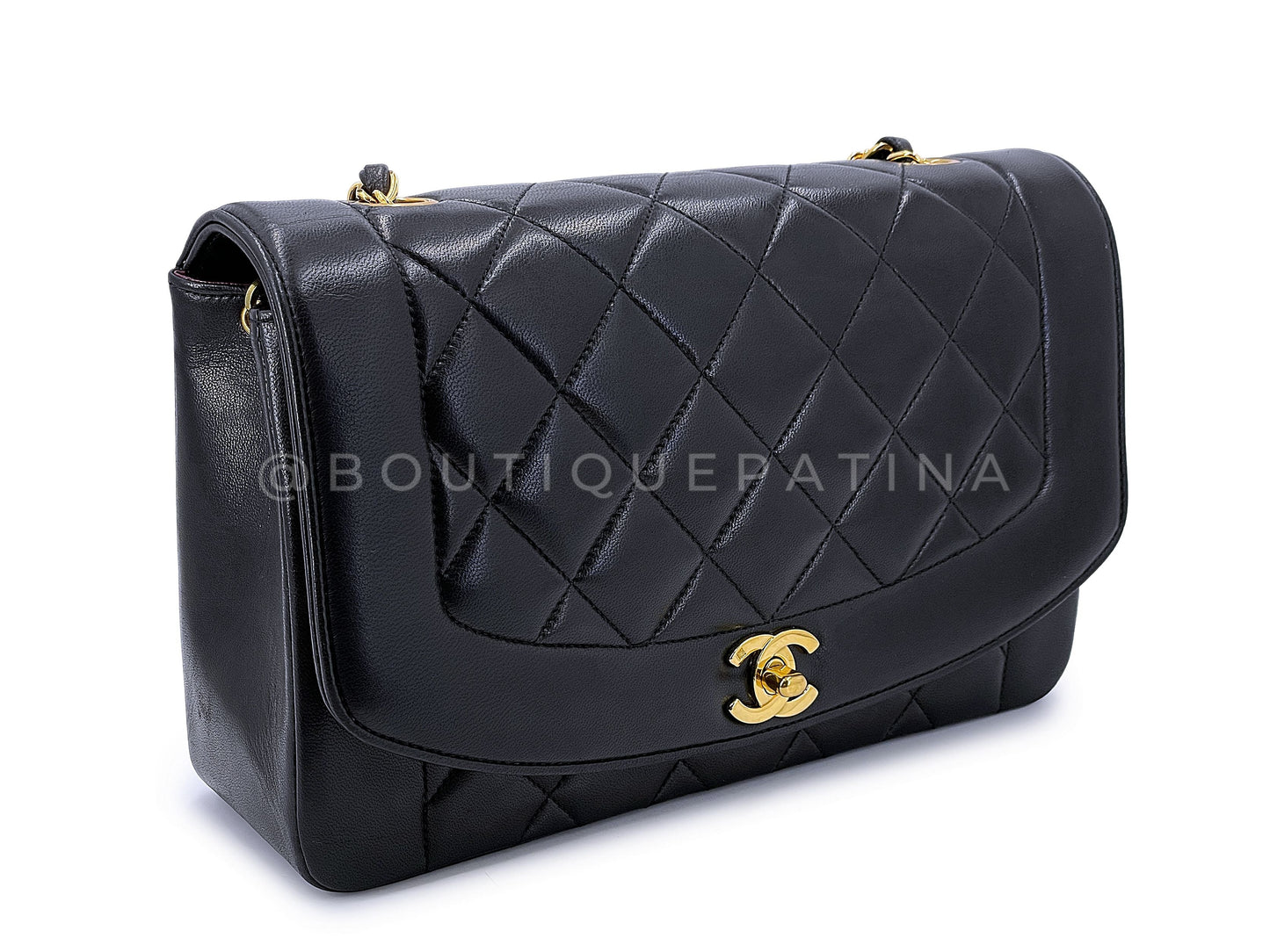 Chanel 1994 Vintage Medium Diana Flap Bag Black Lambskin 24k GHW