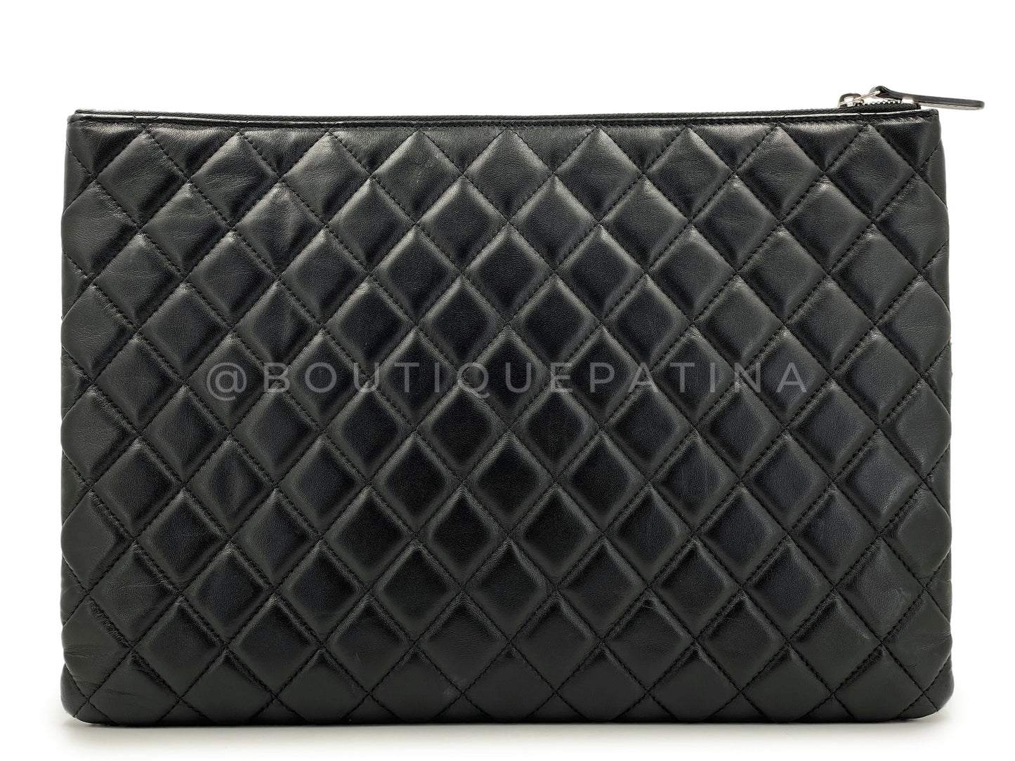 Chanel Plaid Tweed Lambskin Flap Large O Case Clutch Bag