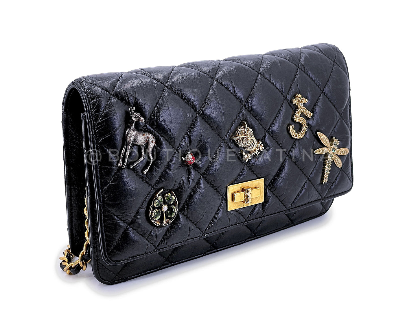 17P Chanel Black Lucky Charms Reissue WOC Wallet on Chain Bag WDE