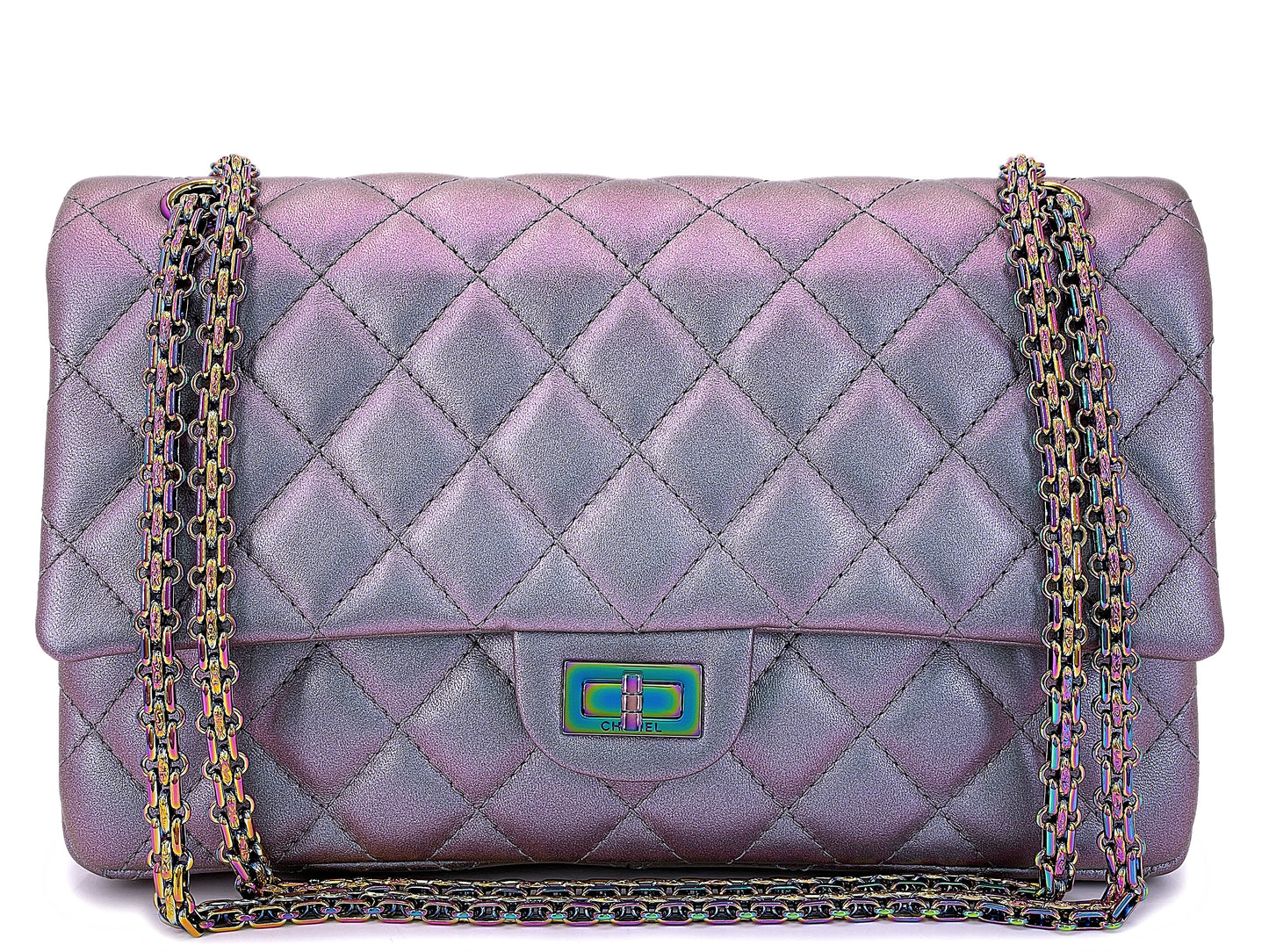 Chanel Violet Mermaid Iridescent 2.55 Reissue Classic Double Flap Bag 226 Medium