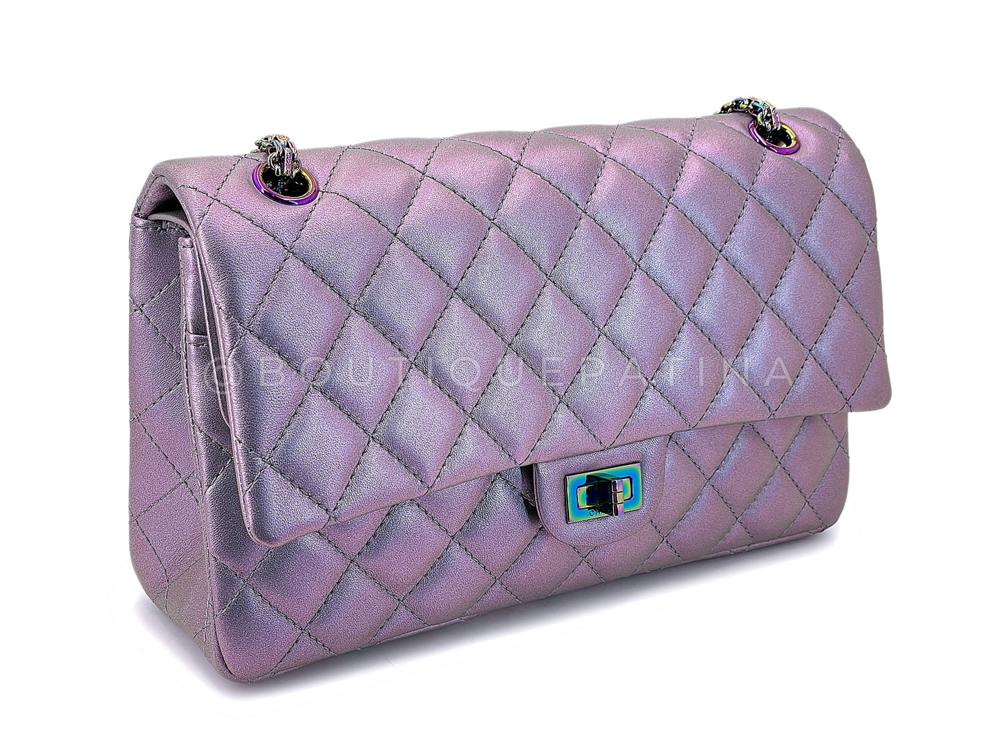 Chanel Violet Mermaid Iridescent 2.55 Reissue Classic Double Flap Bag 226 Medium
