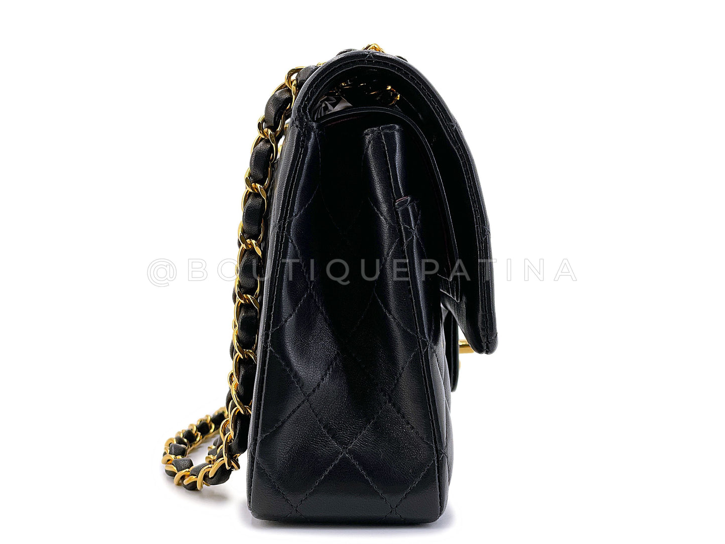 Chanel 1997 Vintage Black Medium Classic Double Flap Bag 24k GHW Lambskin