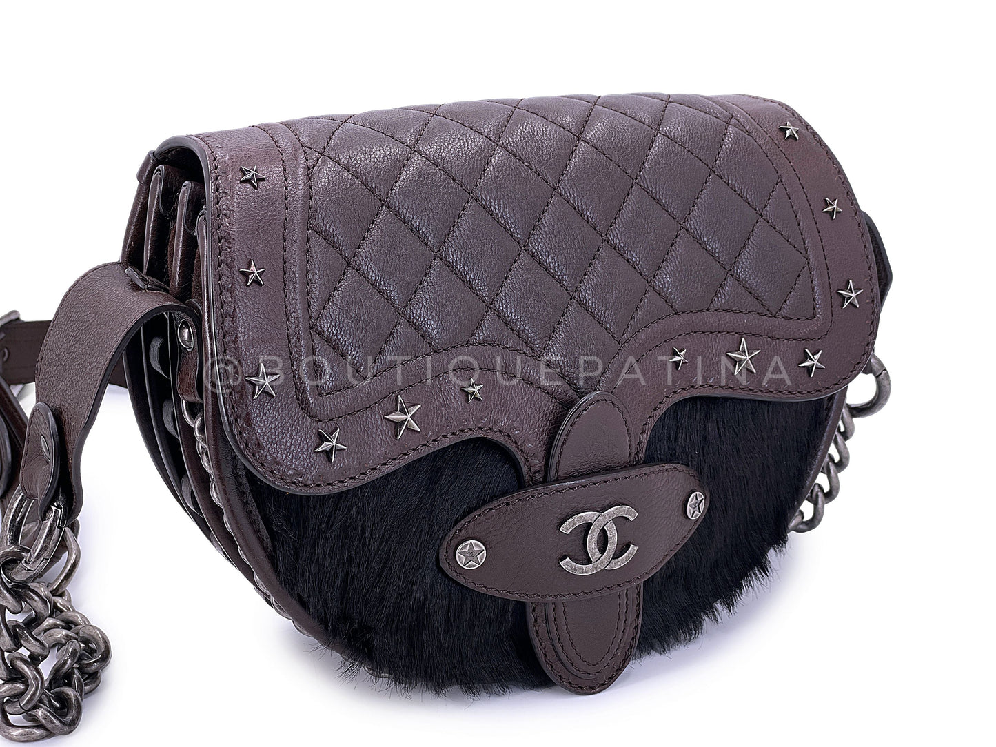 Chanel 2014 Paris Dallas Métiers d'Art Brown Pony Hair Crossbody Bullet Strap Bag RHW DSB
