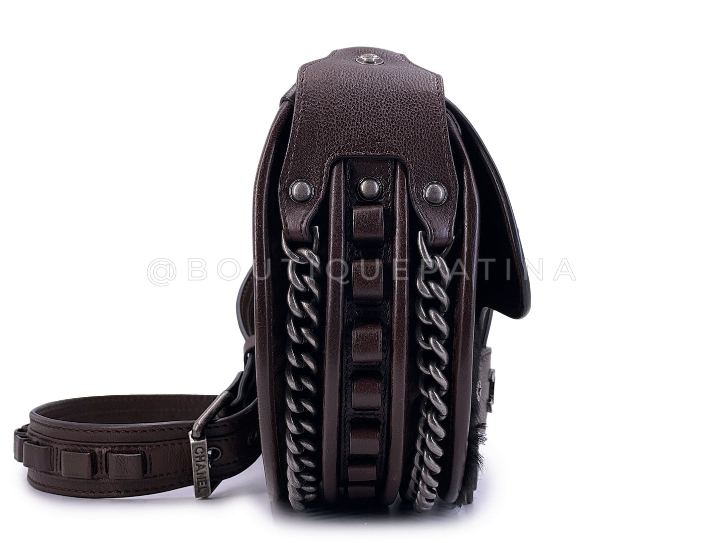 Chanel 2014 Paris Dallas Métiers d'Art Brown Pony Hair Crossbody Bullet Strap Bag RHW DSB