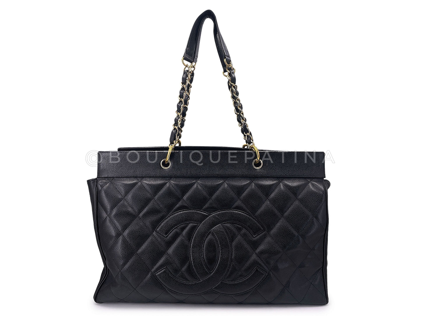 Chanel Vintage Black Caviar Weekender XXL GST Travel Tote Bag 501