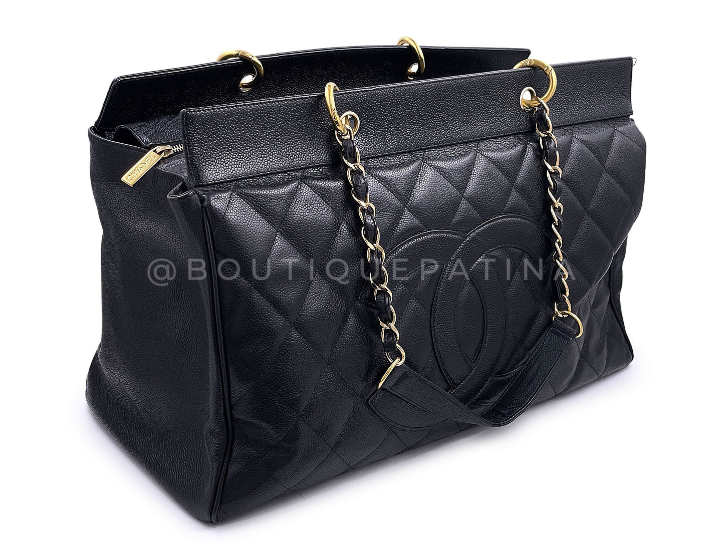 Chanel Vintage Black Caviar Weekender XXL GST Travel Tote Bag 501