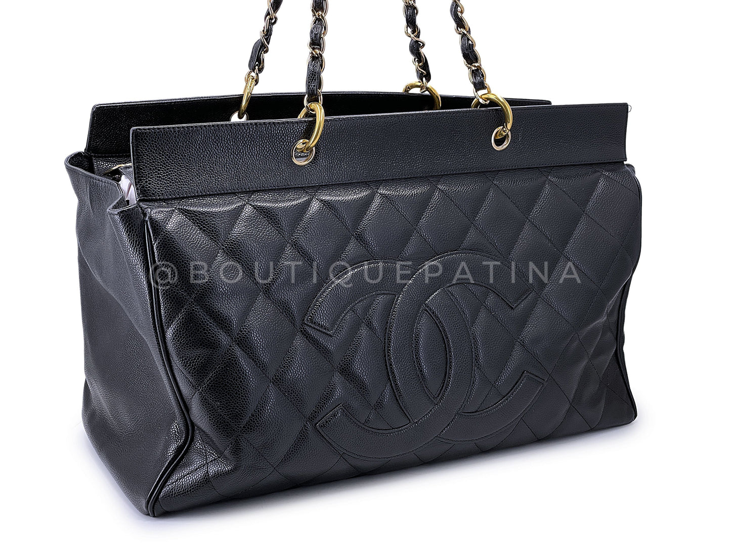 Chanel Vintage Black Caviar Weekender XXL GST Travel Tote Bag 501