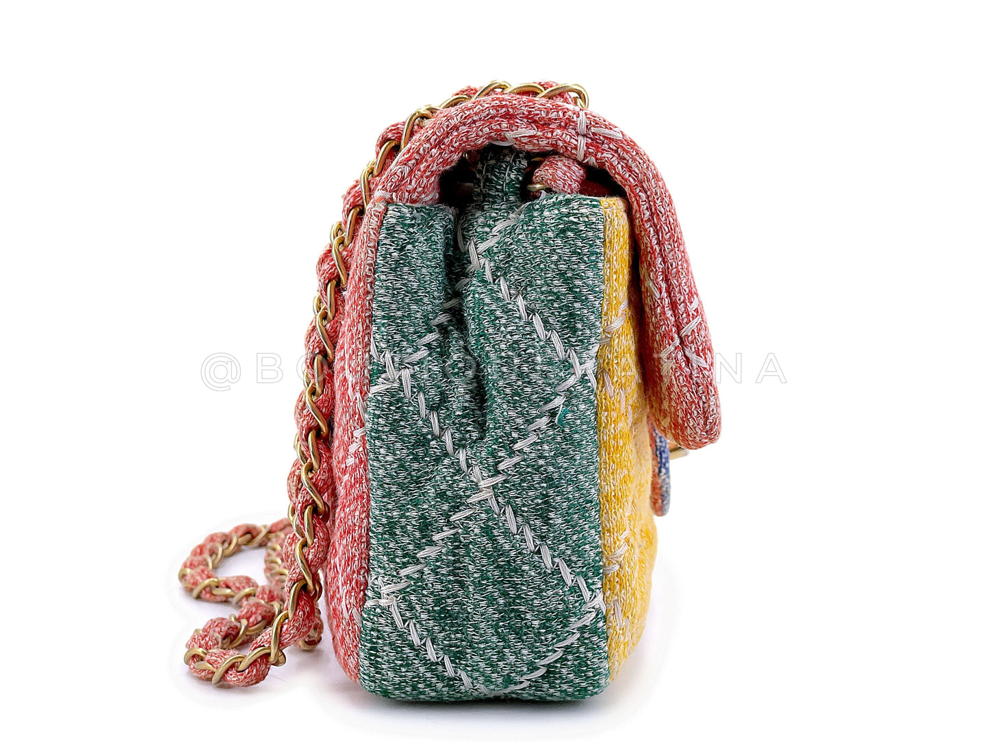 Chanel Color Block Quilted Jersey Rainbow Flap Bag GHW J06