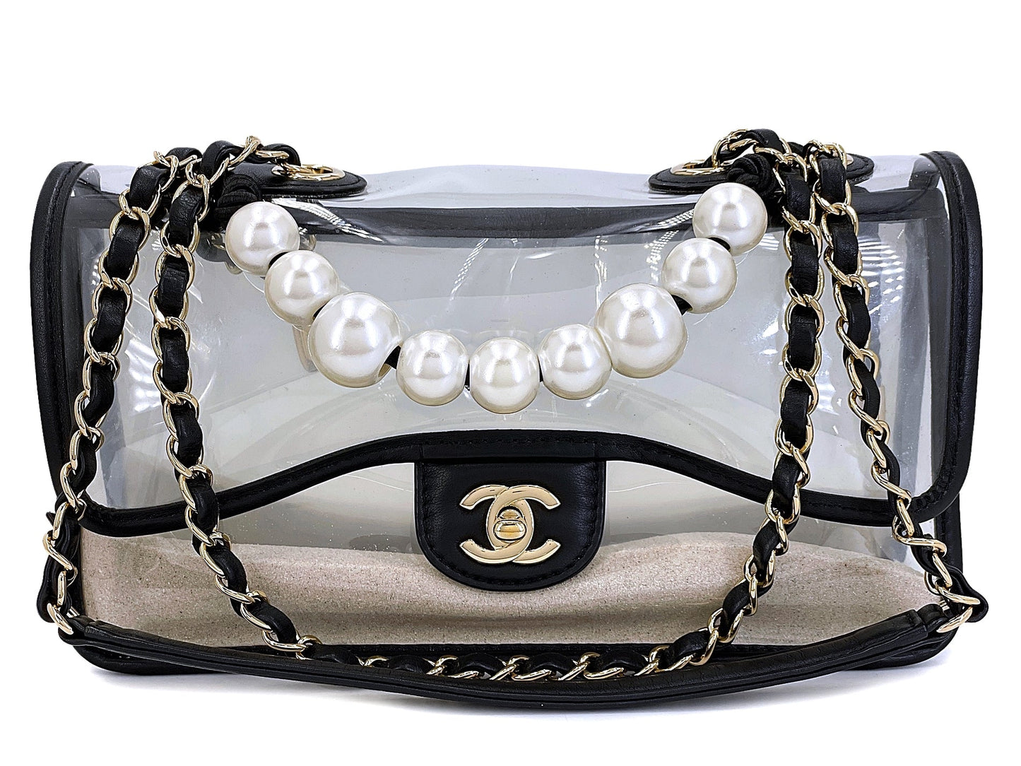 Chanel Sand by the Sea Pearl and PVC Flap Bag 8T4