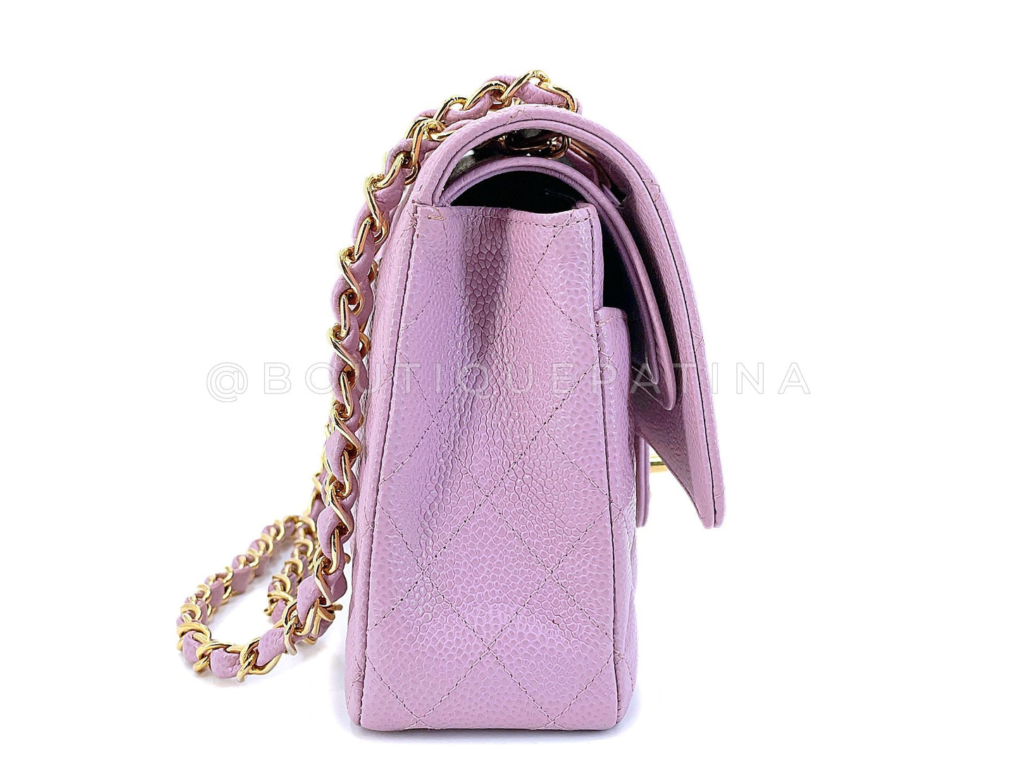 Chanel 2003 Vintage Lilac Caviar Medium Classic Double Flap Bag 24k GHW 6J2