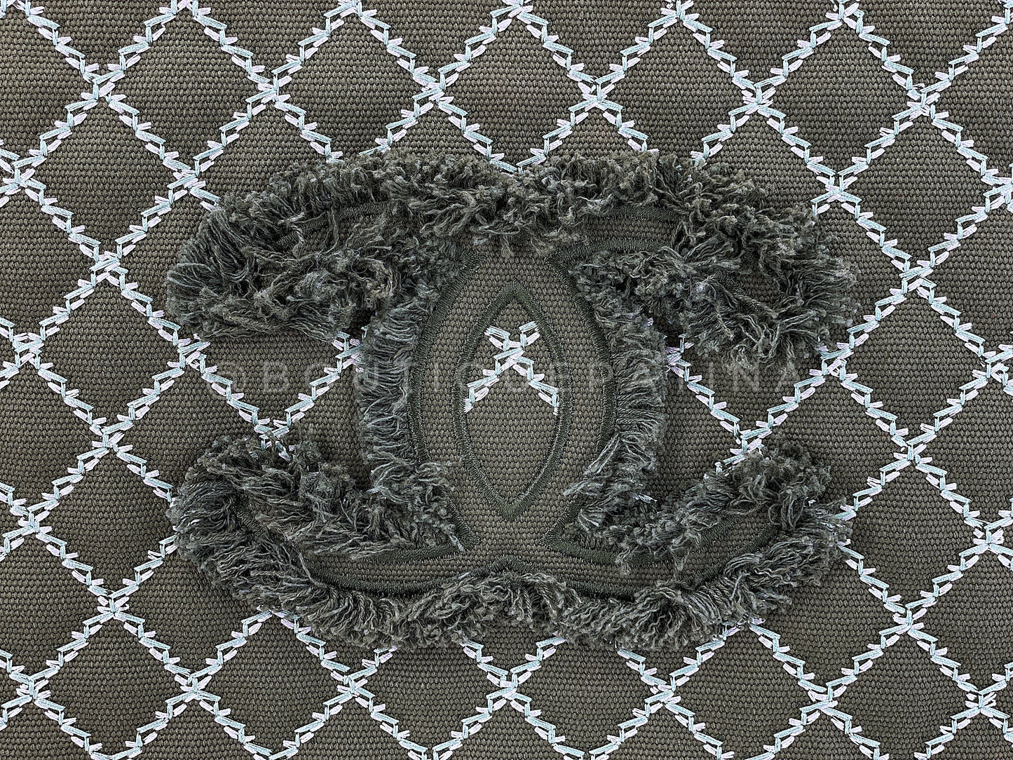 Chanel Khaki Green Contrast Stitch CC Large O Case Clutch Bag