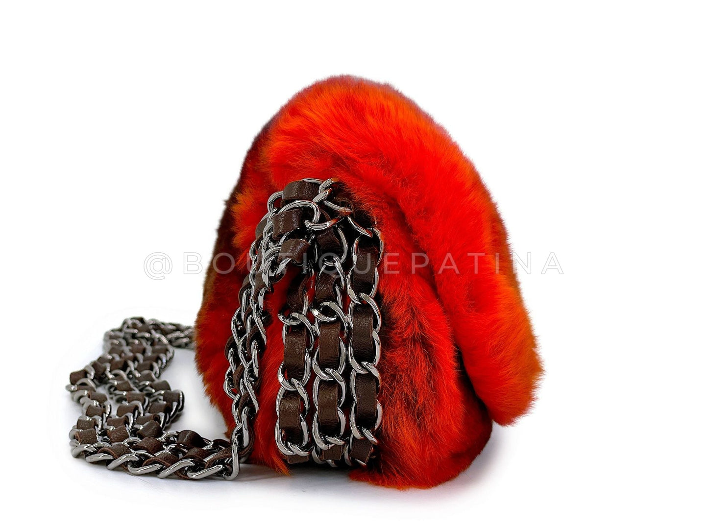 Chanel Chinchilla Orylag Triple Chain Fur Flap Bag RHW Z2C
