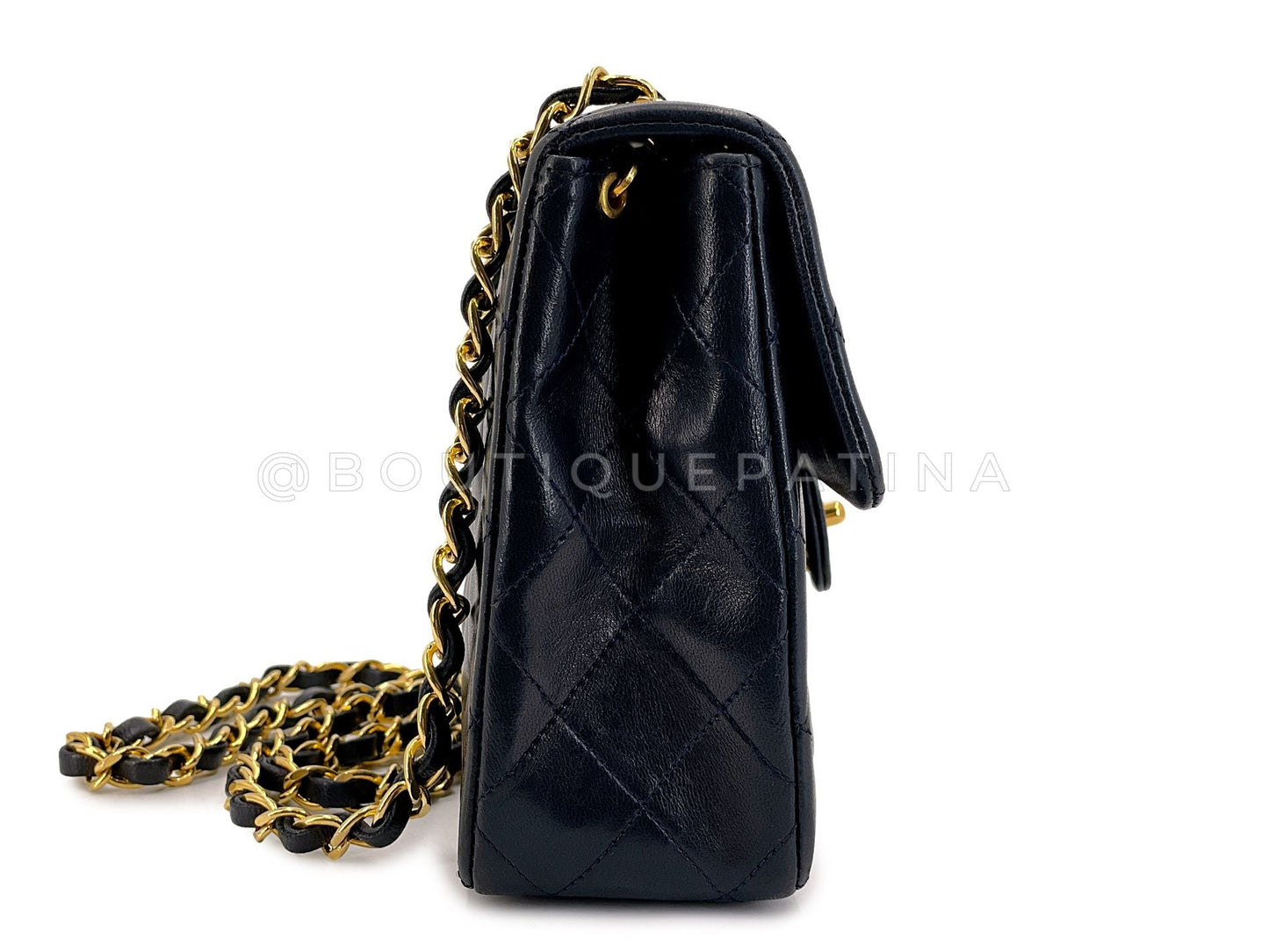 Chanel Vintage Black Mini Flap Bag Classic Lambskin 20cm 24k GHW