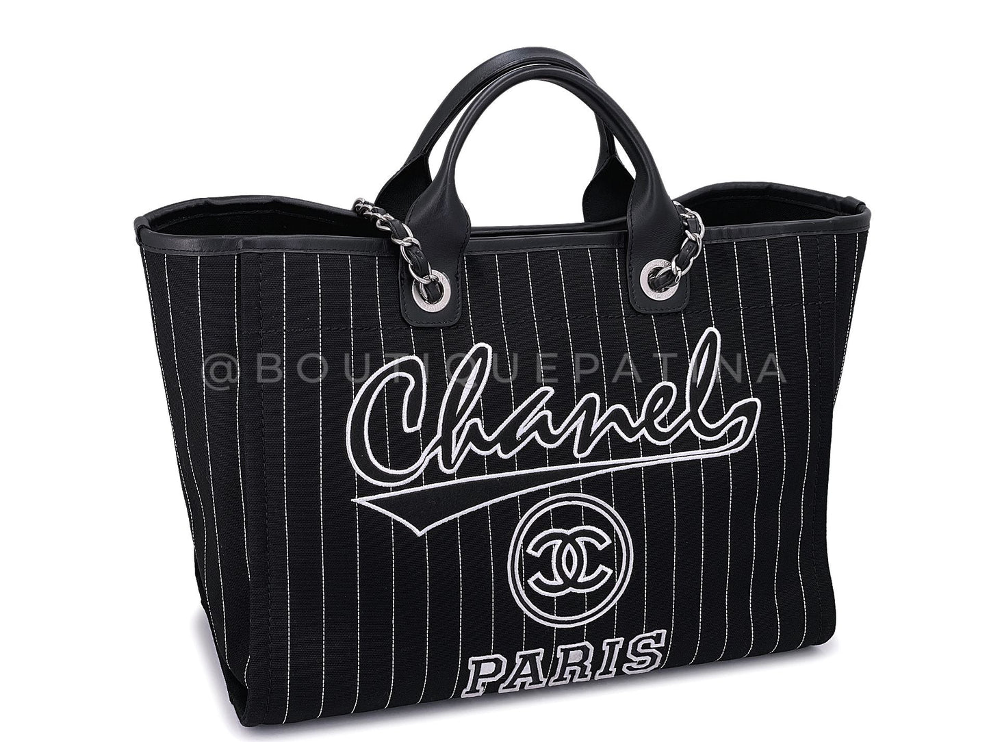 Rare Chanel Baseball Jersey Deauville Tote Bag