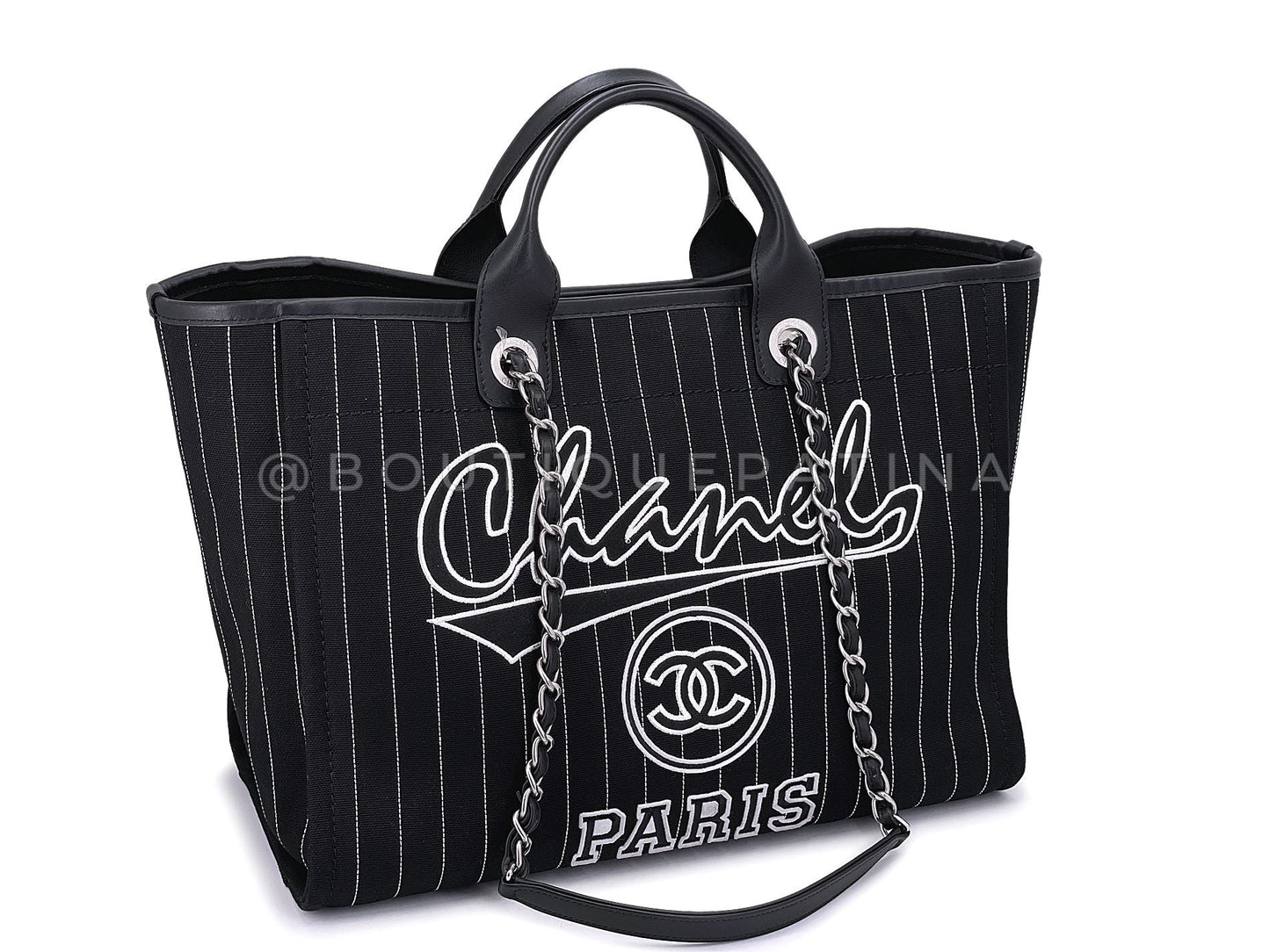 Rare Chanel Baseball Jersey Deauville Tote Bag