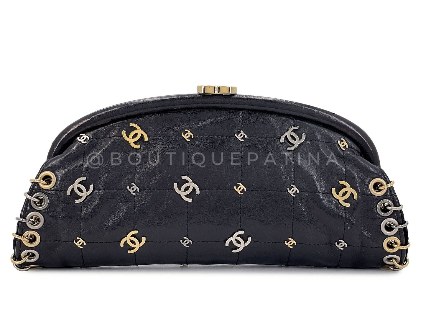 Chanel CC Punk Clutch Vintage 2007 Timeless Bag Studded Pierced Rare