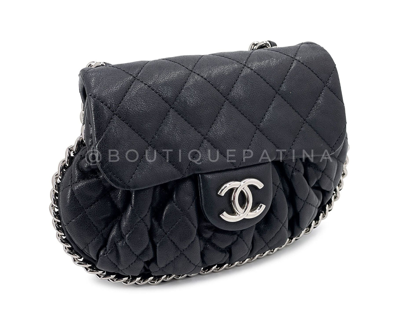 Chanel Black Mini Chain Around Flap Crossbody Messenger Bag SHW
