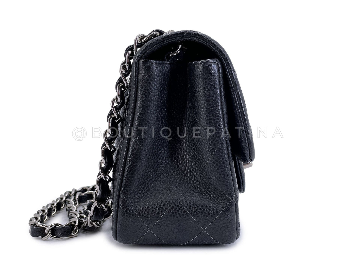Chanel Black Caviar Mini Flap Bag Square Classic SHW R26