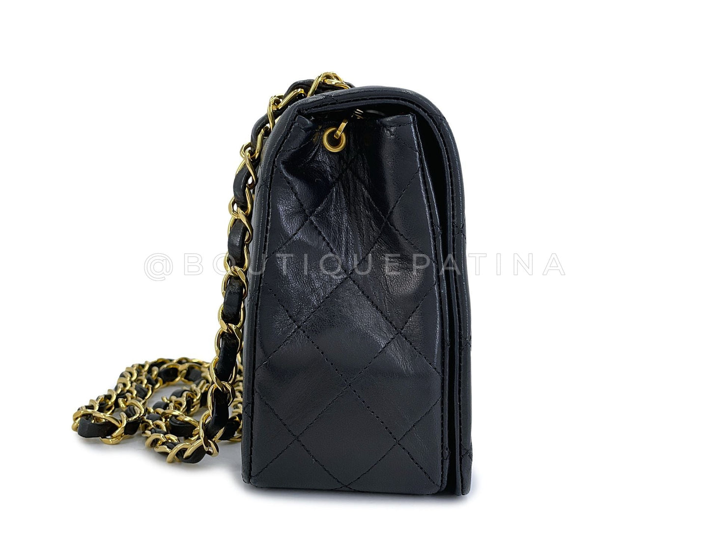 Chanel 1990 Vintage Black Lambskin Medium Full Flap Bag 24k GHW XQF