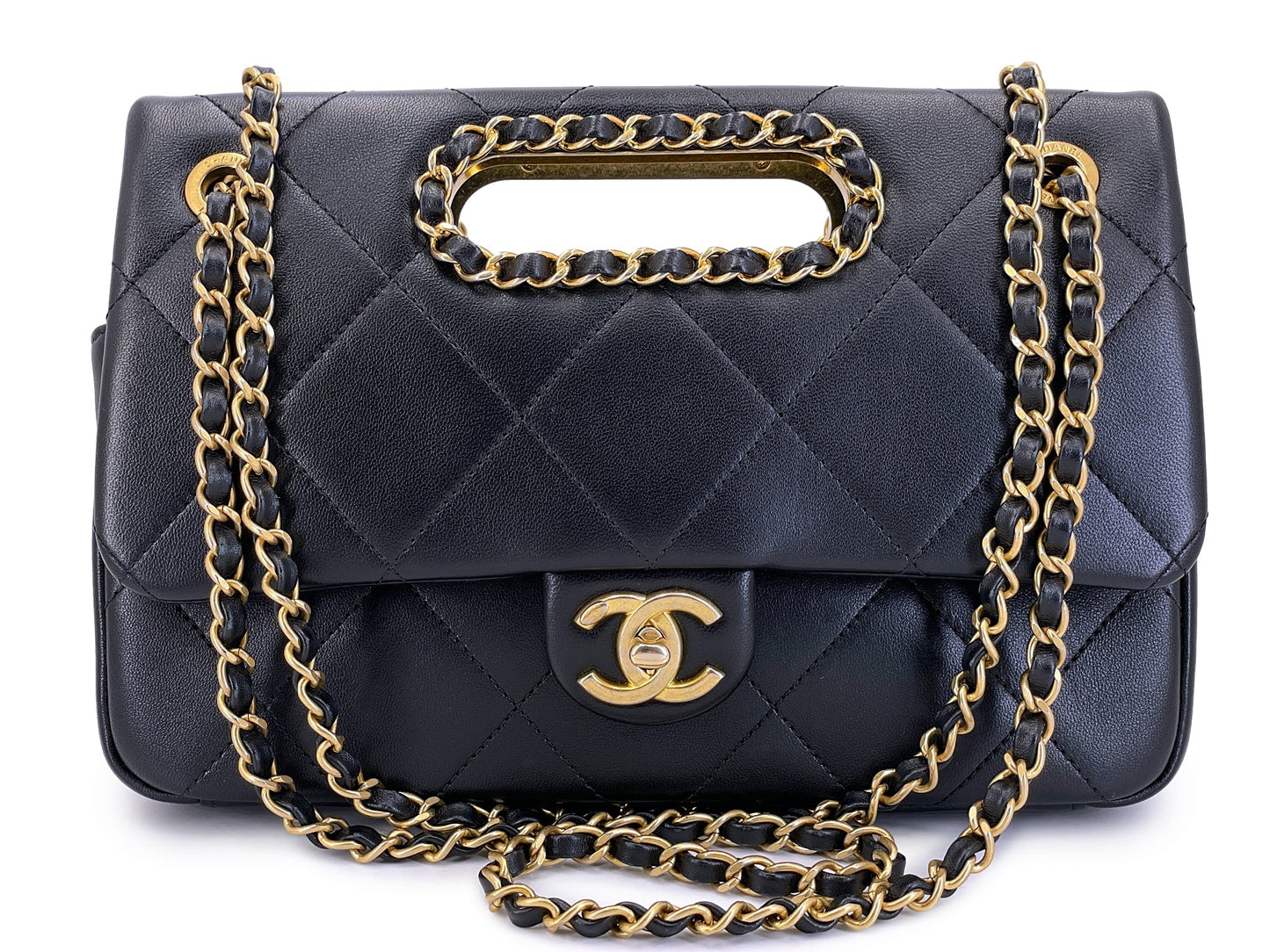 Chanel Black Chain Handle A Real Catch Flap Bag GHW 4LY